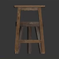 Wooden Furniture Set Including Two Small Round Stools And One Tall Stool