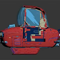 Red Small 3D Model Car With Blue Windows And Yellow Headlights Design