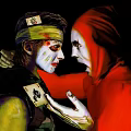 Game Movie Characters In Green Outfit Red Cloak With Face Paint Playing Cards