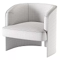 Comfortable Beige Fabric Armchair with Wooden Arms and Modern Design