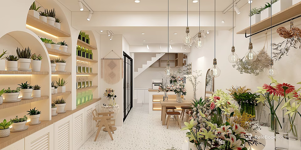 Floral Shop Interior With Fresh Flowers And Cozy Decor 3d model 