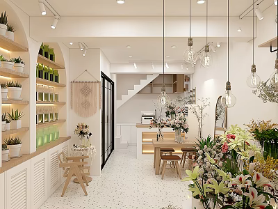 Floral Shop Interior With Fresh Flowers And Cozy Decor 3d model