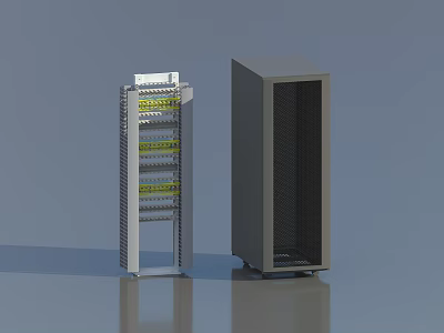Industrial Equipment Open Frame Rack With Multiple Layers And Enclosed Cabinet Structural Grid Design 3d model