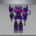 Purple Robot Character With Mechanical Arms Legs Glowing Chest And Metallic Design