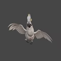 Game Animated White Parrot Character With Spread Wings And Yellow Head Feathers