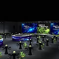 Leading Digital Industry Stage With Green Plants Blue Backdrops Empowering Electrical Society