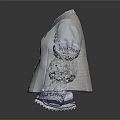 Light Gray Jacket With Lace Collar Puffed Sleeves And Striped Trim Design