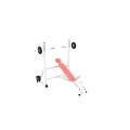 Fitness Equipment Bench Press With Red Seat And Barbell On Metal Frame