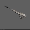 Three White Mythical Dragons With Long Tails And Scaled Bodies 3D Design