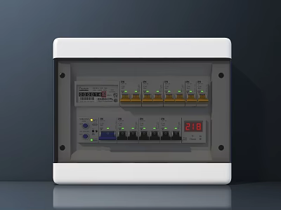 Durable Industrial Electrical Control Panel With Digital Display Indicator Lights And Circuit Breakers 3d model