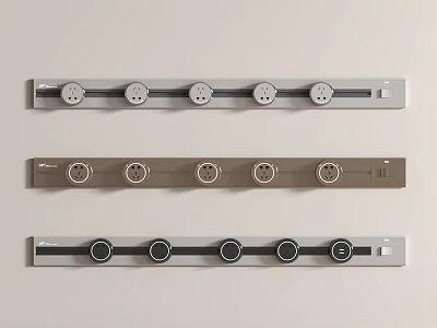 Modern Electrical Power Strips With Multiple Sockets In Silver And Black Design 3d model