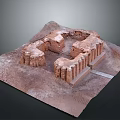 Ancient Architectural Ruins Model With Remaining Stone Walls And Column Structures 3d model