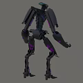 Futuristic Black Intelligent Machine Robot With Purple Accents And Mechanical Limbs