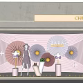 ZARA Modern Store Window Display With Mannequin Colorful Fan Decorations And Plants