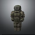 Detailed Futuristic Armored Astronaut Character In Tactical Mechanical Suit With Helmet