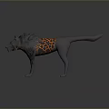 Mystical Wolf Creature With Gray Fur Yellow Cracked Patterns And Orange Ears 3d model