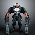 Sci Fi Military Character With Mechanical Arms Tactical Gear And Skull Chest Emblem