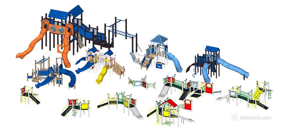 Playground Equipment with Slides Climbing Structures and Colorful Designs for Kids Outdoor Play 3d model 