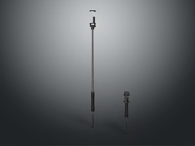 Two Sizes Telescopic Metal Poles With Black Grip And Top Mounted Components 3d model