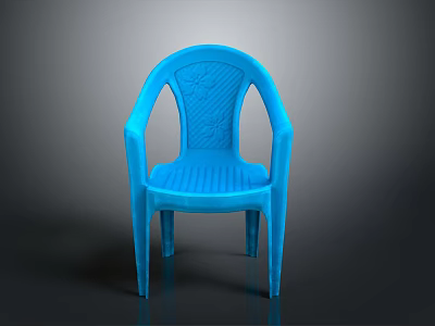 Modern Stylish Blue Plastic Chair With Curved Backrest And Armrests Design 3d model
