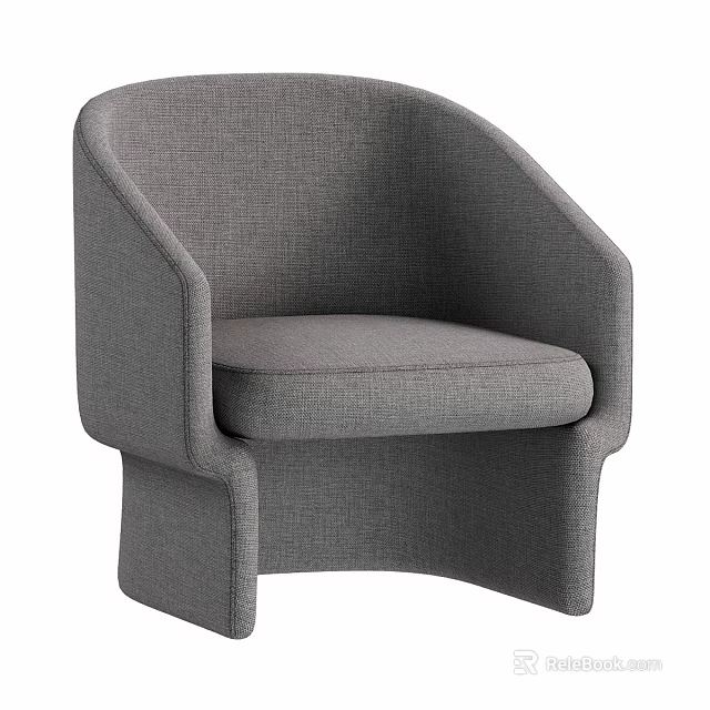 Grey Fabric Accent Chair with Armrests Modern Comfortable Minimalist Design 3d model 