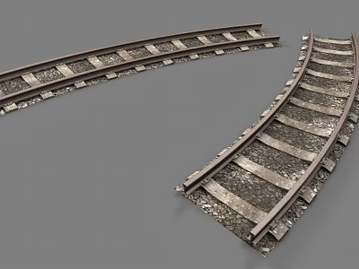 Curved Railway Tracks With Wooden Sleepers And Gravel Ballast Construction Details 3d model