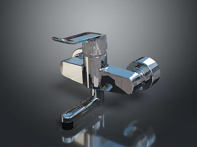 Elegant Modern Chrome Faucet With Single Handle And Spout Design 3d model