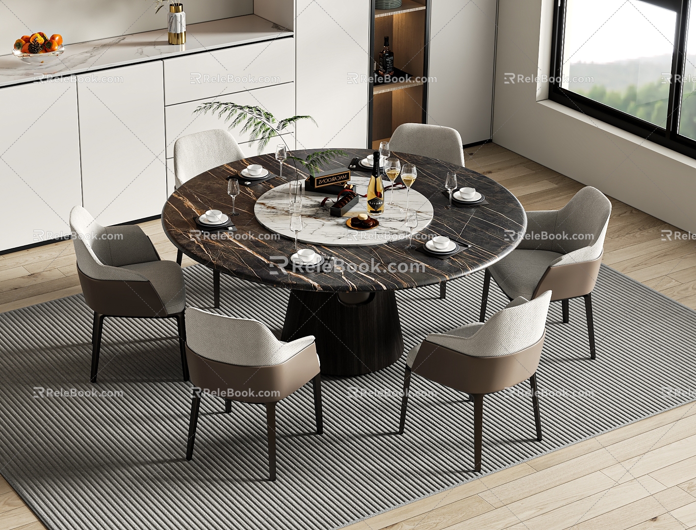 Dining table and chair 3d model