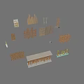 Various Wooden Garden Fences With Different Decorative Designs And Structures 3d model