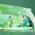 Music Concert Themed Photo Check In Spot With Green Stage And Music Notes