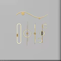 Various Modern Wall Lamps with Geometric Shapes Curved Lines and Illuminated Gold Frames