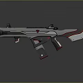 Futuristic Sci Fi Gun Design With White Red Accents And Blue Light Details