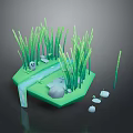 Asian Environment Asian Bridge Chinese Bridge Cartoon Bridge Stream Small Bridge Game Environment Game Scene 3d model