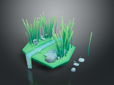 Asian Environment Asian Bridge Chinese Bridge Cartoon Bridge Stream Small Bridge Game Environment Game Scene 3d model