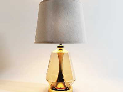 Elegant Modern Table Lamp With Gray Lampshade And Gold Glass Base 3d model