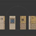 Building Models With Light Colored Stone And Wooden Structures Windows Doors Arranged In Staggered Layout