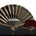Traditional Chinese Decorative Fans With White Black Patterns And Red Design