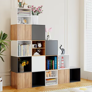 Free Combination Plaid Cabinet Lattice Bookshelf Storage Cabinet Small Cabinet Floor Bookcase Bookshelf Storage Cabinet Stairs Lower Cabinet 3d model