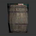 Blue Wooden Bucket Green Mesh Trash Can And Brown Wooden Barrel In Kitchen Scene