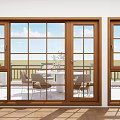 Wooden Casement Windows Modern Design With Outdoor Garden View And Wooden Flooring