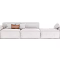 Light Gray Three Seater Sofa With Soft Cushions Modern Minimalist Upholstered Design