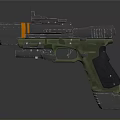 Tactical Green Black Pistol With Orange Stripe And Tactical Accessory Design