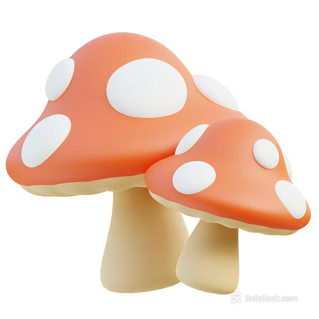 Vibrant Orange Mushrooms With White Dots As Fresh Edible Food Ingredient For Cooking 3d model 