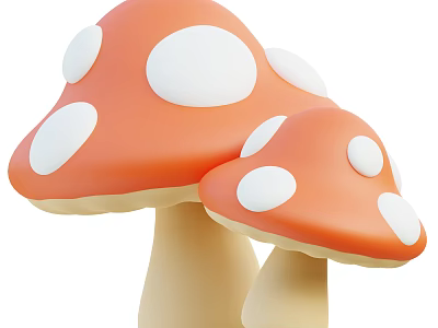 Vibrant Orange Mushrooms With White Dots As Fresh Edible Food Ingredient For Cooking 3d model