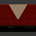 Stylish Red Upholstered Booth Seat With Beige Triangle Backrest Design And Black Base