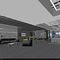 Modern Office Desk Setup With Sofa Coffee Table And Glass Partitions In Open Workspace