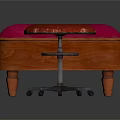 Pink Tufted Ottoman With Wooden Frame And Round Red Stool Black Metal Base With Wheels