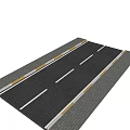 Road Infrastructure Featuring Asphalt Surface Painted Lane Markings And Brick Curbs 3d model
