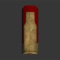 Weapon Bullet Casings in Golden and Red with Various Sizes on Reflective Surface