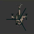 Camouflage Green And Beige Helicopter Model With Rotors And Fuselage Design